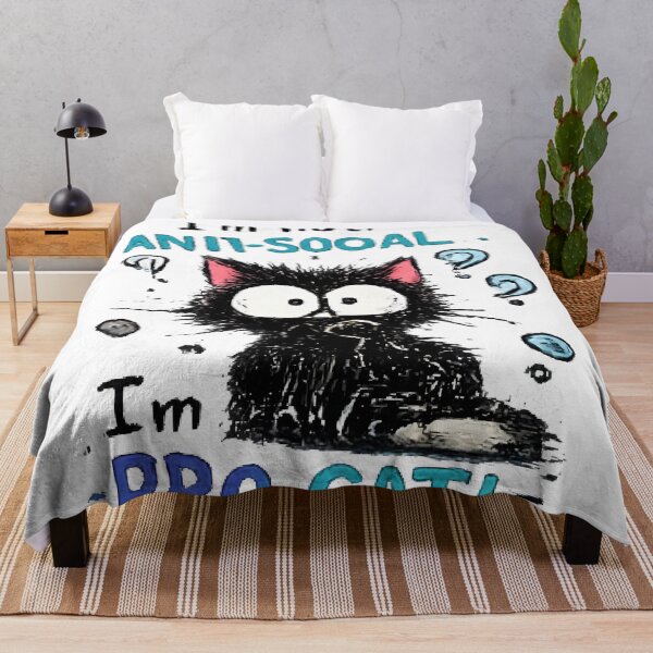 Item preview, Funny Anti Social Cat – I'm Not Anti-Social, I'm Pro-Cat Cute Cartoon Cat Design designed and sold by vansaidshop ⭐⭐⭐⭐⭐.