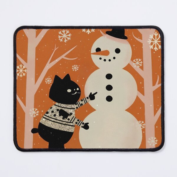 Item preview, Winter Cat Building Snowman designed and sold by Angellacelin.