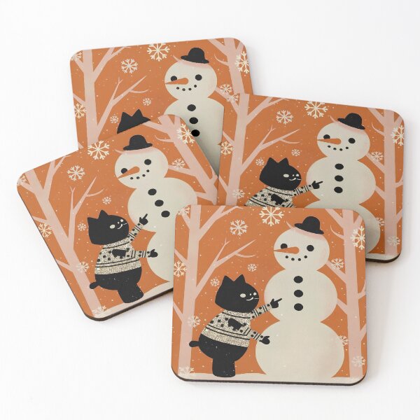 Item preview, Winter Cat Building Snowman designed and sold by Angellacelin.