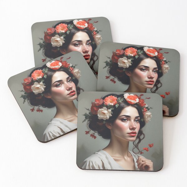 Item preview, Woman with flowers wall art print designed and sold by MK26Designs.
