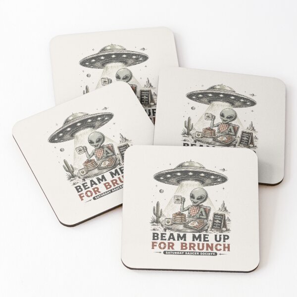 Item preview, Beam Me Up for Brunch - Funny Alien UFO Breakfast designed and sold by BlackSector77.