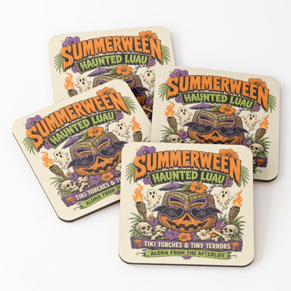 Item preview, Summerween Haunted Luau Tiki Halloween designed and sold by POD DYNASTY | Original Print On Demand T-Shirt Graphics.
