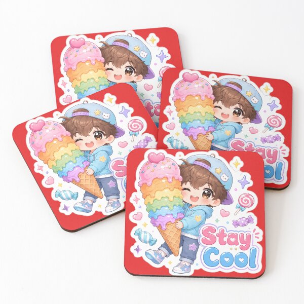 Item preview, Stay Cool Cute Kawaii Chibi Boy Rainbow Ice Cream Sticker | Anime Summer Aesthetic designed and sold by Sidra digital art 8277237.