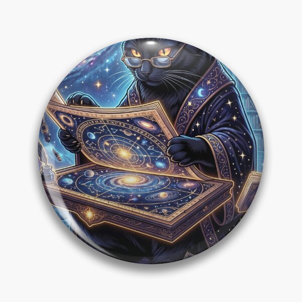 Item preview, Cosmic Library Black Cat Librarian Fantasy T-Shirt designed and sold by MERAKISL.