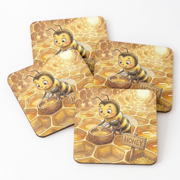 Item preview, Cute Honey Bee Inside Beehive Mixing Sweet Honey Watercolor Art designed and sold by DH-ArtLab.
