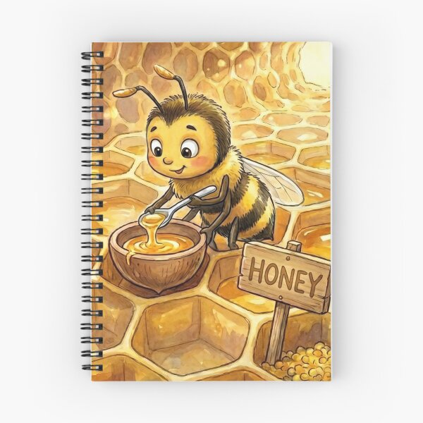 Item preview, Cute Honey Bee Inside Beehive Mixing Sweet Honey Watercolor Art designed and sold by DH-ArtLab.