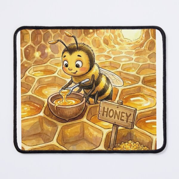 Item preview, Cute Honey Bee Inside Beehive Mixing Sweet Honey Watercolor Art designed and sold by DH-ArtLab.