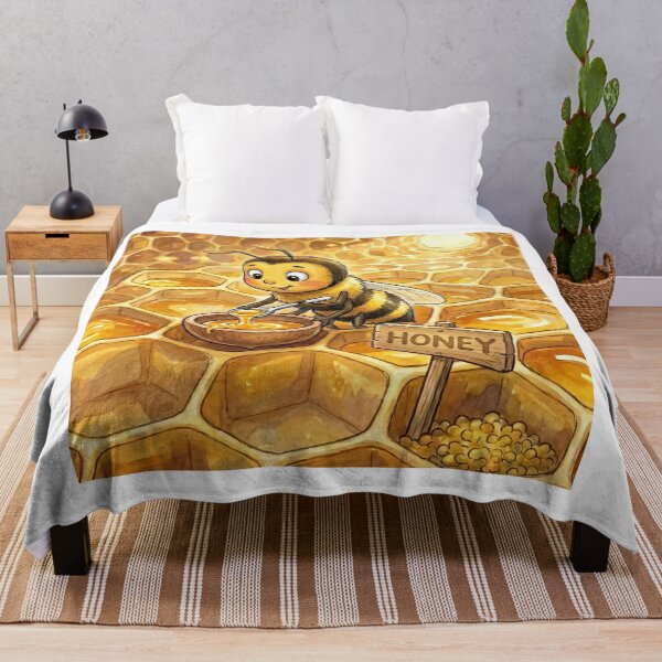 Item preview, Cute Honey Bee Inside Beehive Mixing Sweet Honey Watercolor Art designed and sold by DH-ArtLab.