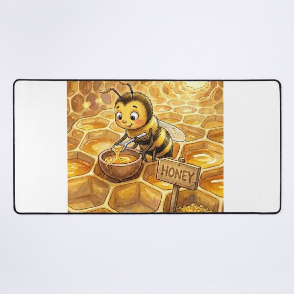 Item preview, Cute Honey Bee Inside Beehive Mixing Sweet Honey Watercolor Art designed and sold by DH-ArtLab.