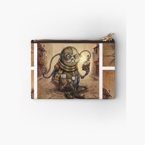 Item preview, Fred Reads a Tiny Book | Quirky Steampunk Robot Art | Whimsical Library and Bookworm Illustration designed and sold by SergioMiklos.