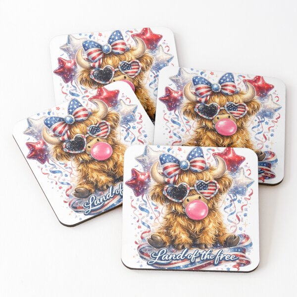 Item preview, Patriotic Highland Cow Land Of The Free designed and sold by afr-saad.