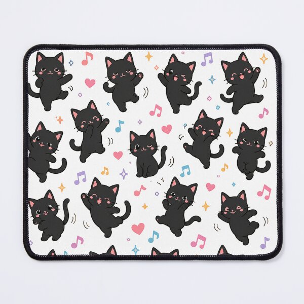 Item preview, Cute Dancing Black Cat Pattern Kawaii Chibi Kittens designed and sold by Seculinator.