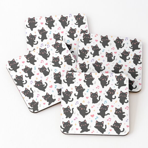 Item preview, Cute Dancing Black Cat Pattern Kawaii Chibi Kittens designed and sold by Seculinator.
