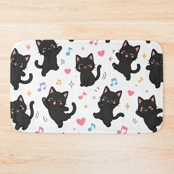 Item preview, Cute Dancing Black Cat Pattern Kawaii Chibi Kittens designed and sold by Seculinator.