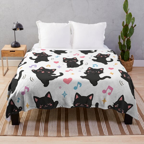 Item preview, Cute Dancing Black Cat Pattern Kawaii Chibi Kittens designed and sold by Seculinator.