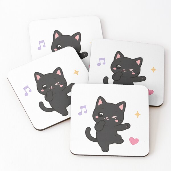 Item preview, Cute Winking Black Cat Dancing Kawaii Anime Kitten designed and sold by Seculinator.