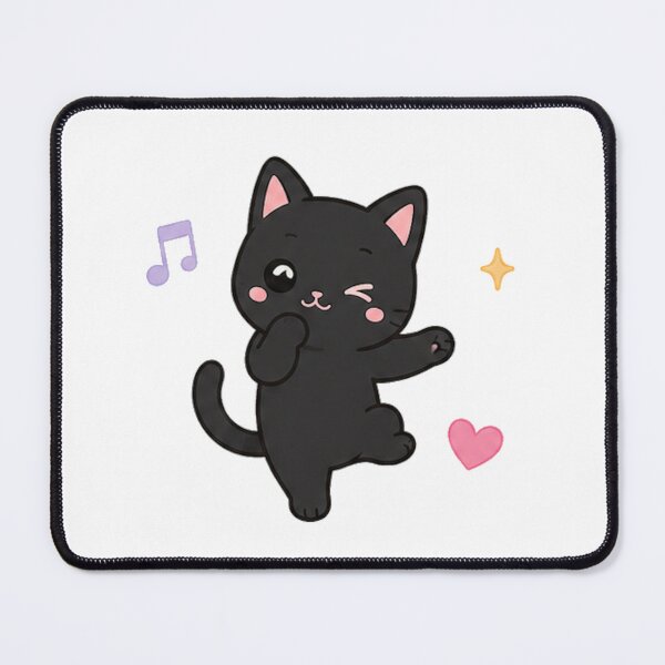 Item preview, Cute Winking Black Cat Dancing Kawaii Anime Kitten designed and sold by Seculinator.