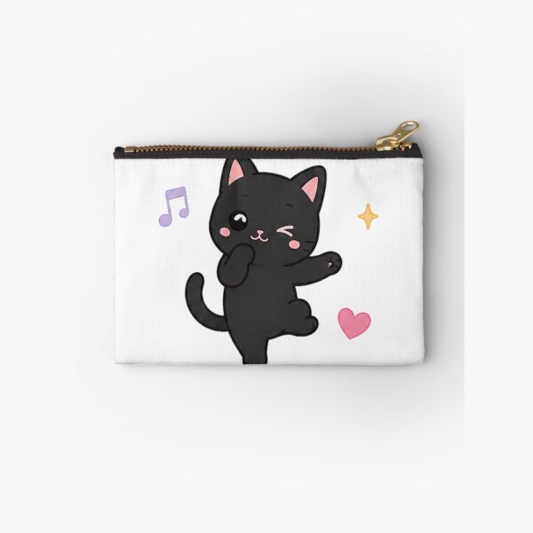 Item preview, Cute Winking Black Cat Dancing Kawaii Anime Kitten designed and sold by Seculinator.