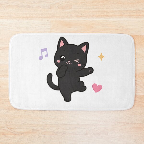 Item preview, Cute Winking Black Cat Dancing Kawaii Anime Kitten designed and sold by Seculinator.