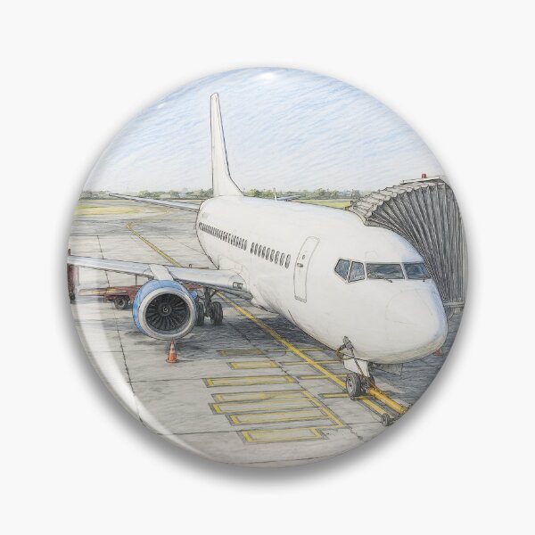 Item preview, Commercial Airplane at Airport - Pencil Illustration designed and sold by EMairplanes.
