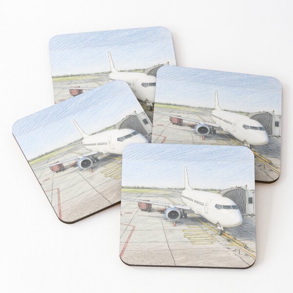 Item preview, Commercial Airplane at Airport - Pencil Illustration designed and sold by EMaviation_.