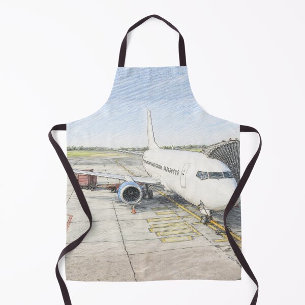 Item preview, Commercial Airplane at Airport - Pencil Illustration designed and sold by EMaviation_.