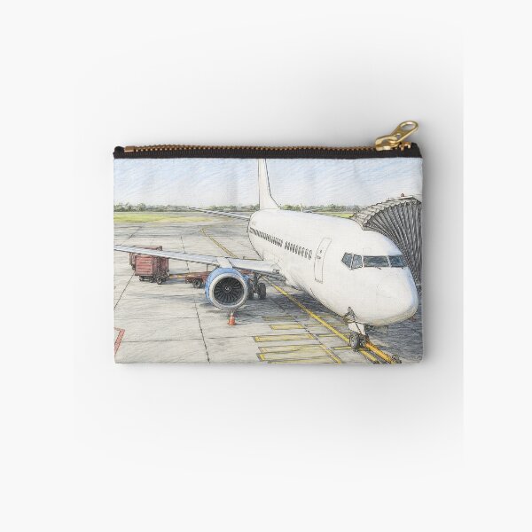 Item preview, Commercial Airplane at Airport - Pencil Illustration designed and sold by EMairplanes.