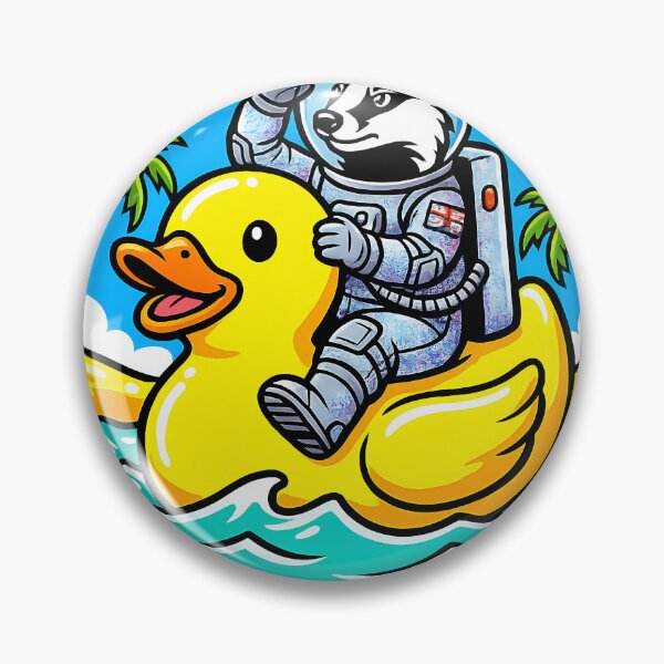 Item preview, Astronaut Badger Riding Rubber Duck | Funny Space Vacation Cartoon designed and sold by athanasioungr.