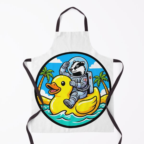 Item preview, Astronaut Badger Riding Rubber Duck | Funny Space Vacation Cartoon designed and sold by athanasioungr.