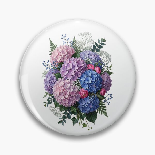 Item preview, Pink Blue blooming hydrangea and garden flowers designed and sold by SOUFIANE1991.