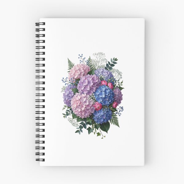 Item preview, Pink Blue blooming hydrangea and garden flowers  designed and sold by SOUFIANE1991.