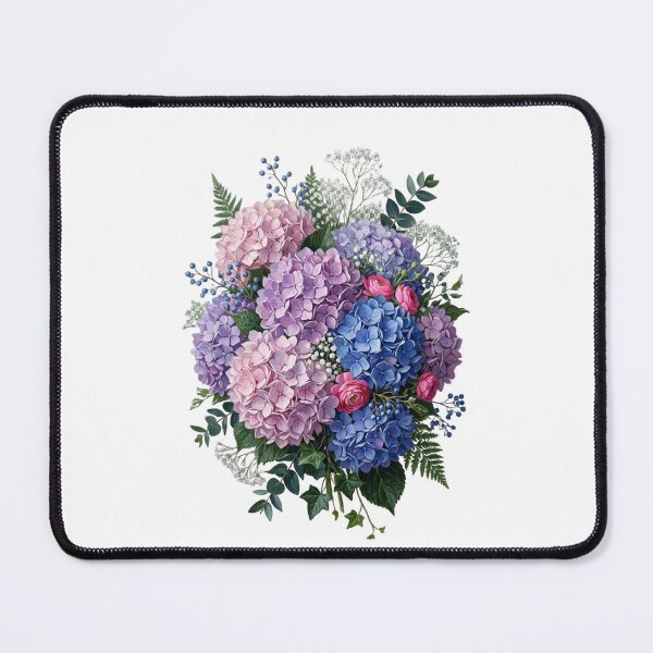 Item preview, Pink Blue blooming hydrangea and garden flowers designed and sold by SOUFIANE1991.