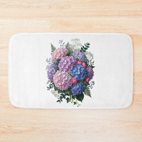 Item preview, Pink Blue blooming hydrangea and garden flowers  designed and sold by SOUFIANE1991.