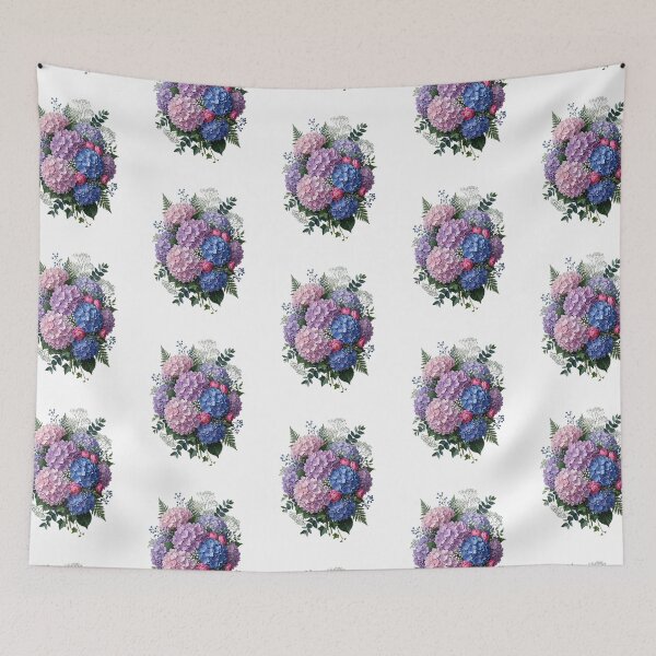 Item preview, Pink Blue blooming hydrangea and garden flowers  designed and sold by SOUFIANE1991.