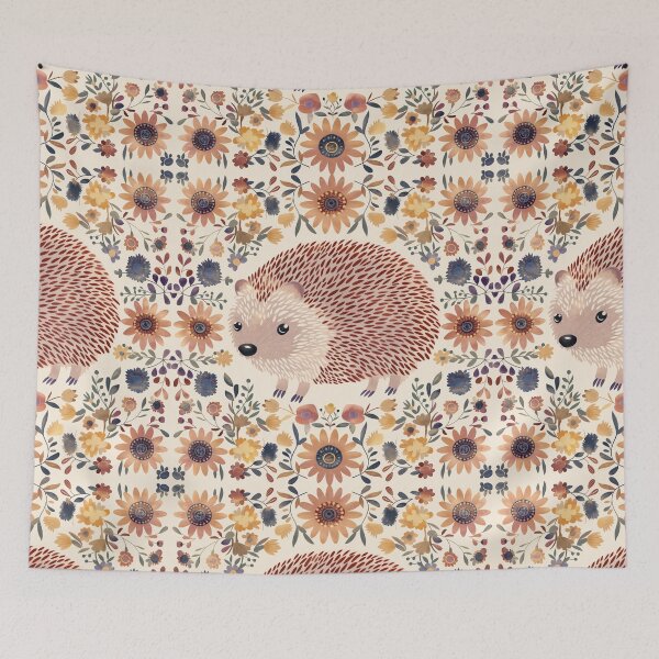 Item preview, Scandinavian Folk Art, Floral Hedgehog  designed and sold by xiao xuans.