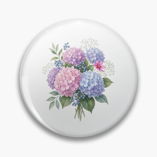 Item preview, Pink Blue blooming hydrangea and garden flowers designed and sold by SOUFIANE1991.