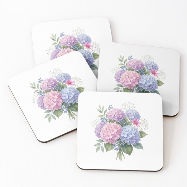 Item preview, Pink Blue blooming hydrangea and garden flowers  designed and sold by SOUFIANE1991.
