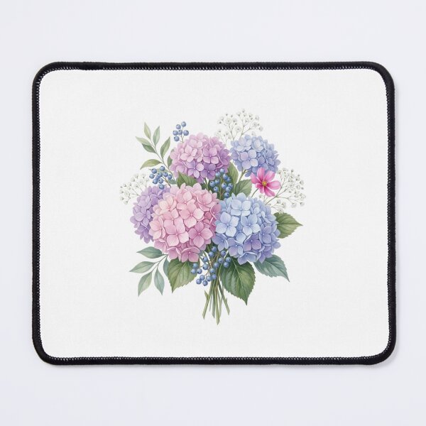 Item preview, Pink Blue blooming hydrangea and garden flowers designed and sold by SOUFIANE1991.