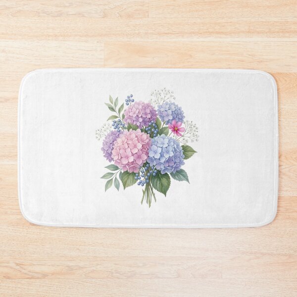 Item preview, Pink Blue blooming hydrangea and garden flowers  designed and sold by SOUFIANE1991.