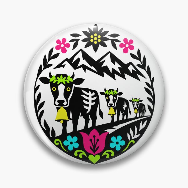 Item preview, Swiss Alpine Cow Family Folk Art Silhouette designed and sold by AntiqueImages.