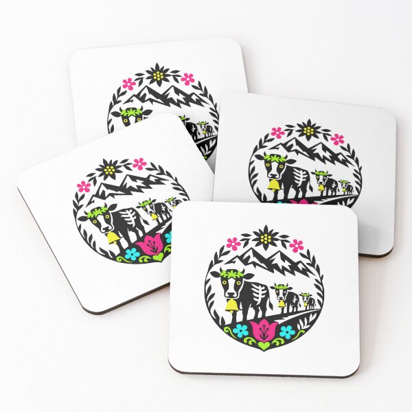 Item preview, Swiss Alpine Cow Family Folk Art Silhouette designed and sold by AntiqueImages.