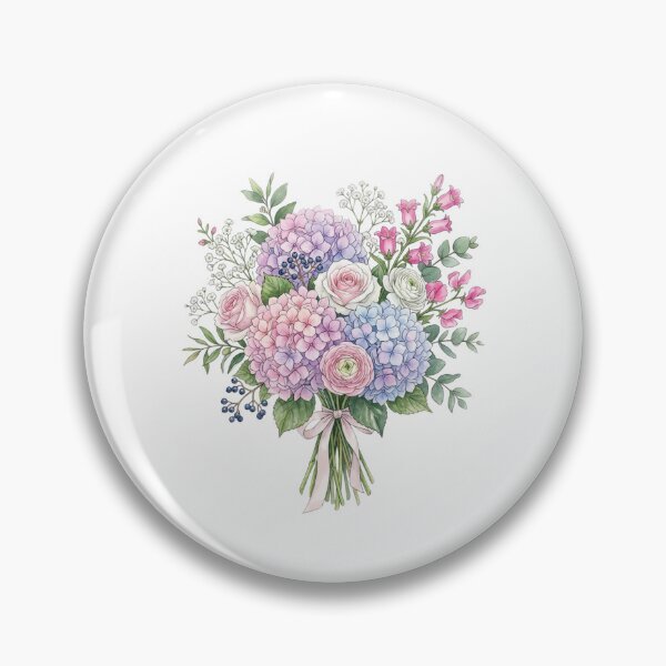 Item preview, Pink Blue blooming hydrangea and garden flowers  designed and sold by SOUFIANE1991.