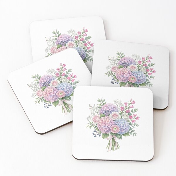 Item preview, Pink Blue blooming hydrangea and garden flowers  designed and sold by SOUFIANE1991.