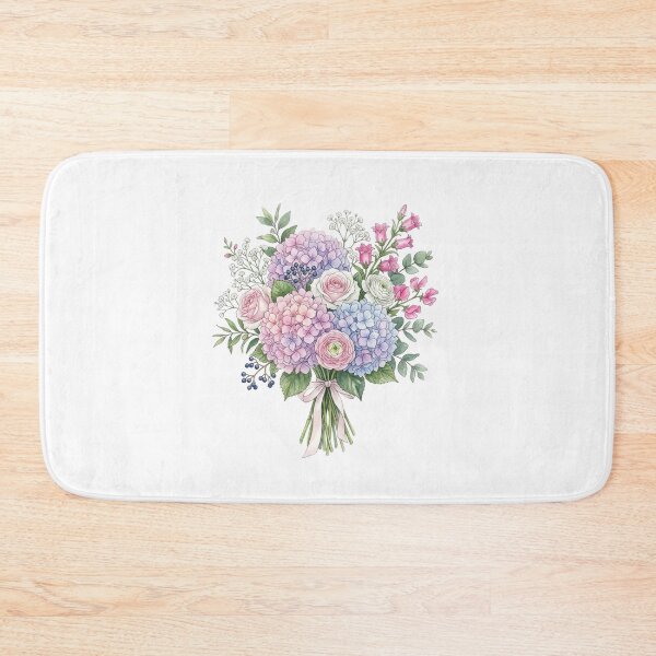 Item preview, Pink Blue blooming hydrangea and garden flowers  designed and sold by SOUFIANE1991.