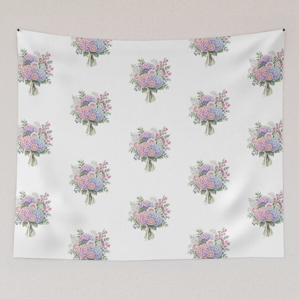 Item preview, Pink Blue blooming hydrangea and garden flowers  designed and sold by SOUFIANE1991.