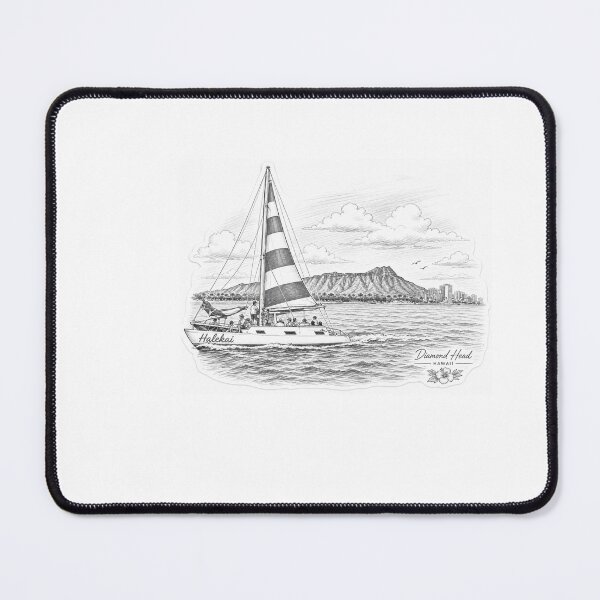 Item preview, Boat in front of Diamond Head, Oahu Hawaii designed and sold by Justtryjng.