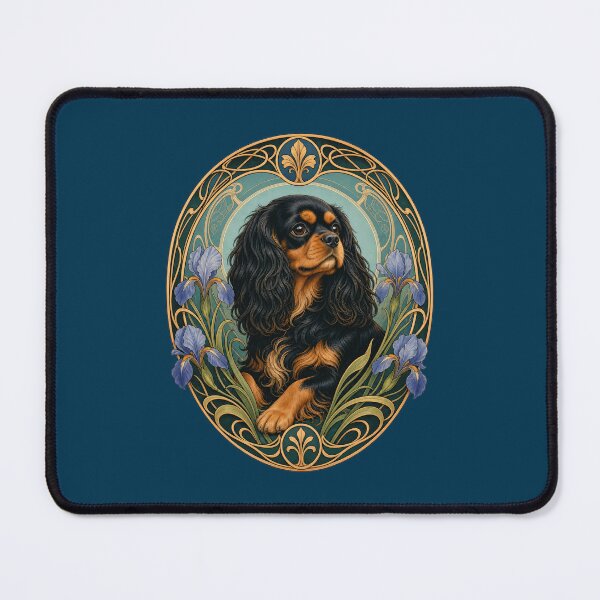 Item preview, Black Tan Cavalier King Charles Spaniel Art Nouveau designed and sold by AntiqueImages.