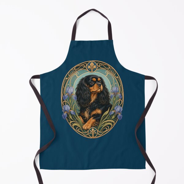Item preview, Black Tan Cavalier King Charles Spaniel Art Nouveau designed and sold by AntiqueImages.