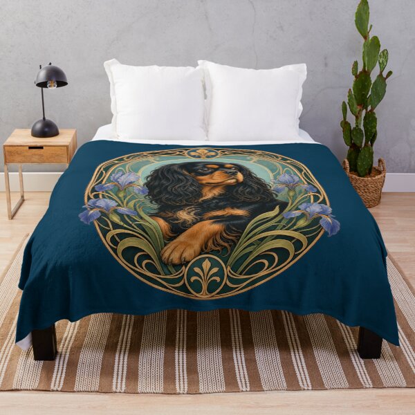 Item preview, Black Tan Cavalier King Charles Spaniel Art Nouveau designed and sold by AntiqueImages.