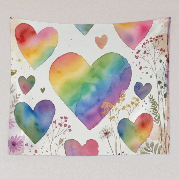 Item preview, Boho Rainbow Heart | Watercolor Pride Decor designed and sold by GeoandHome.